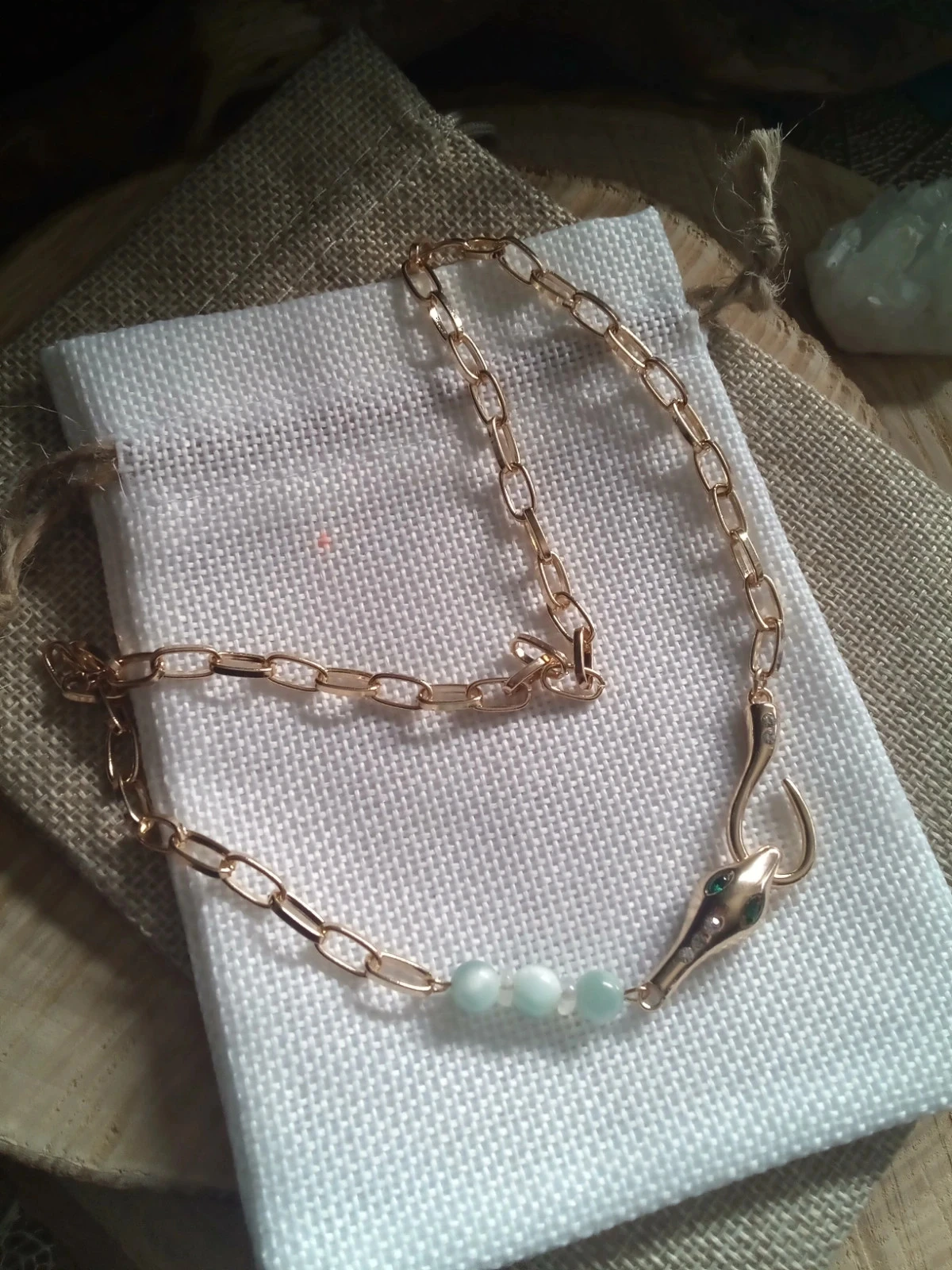 Collier serpent et pierres d'Angélite – photo 6